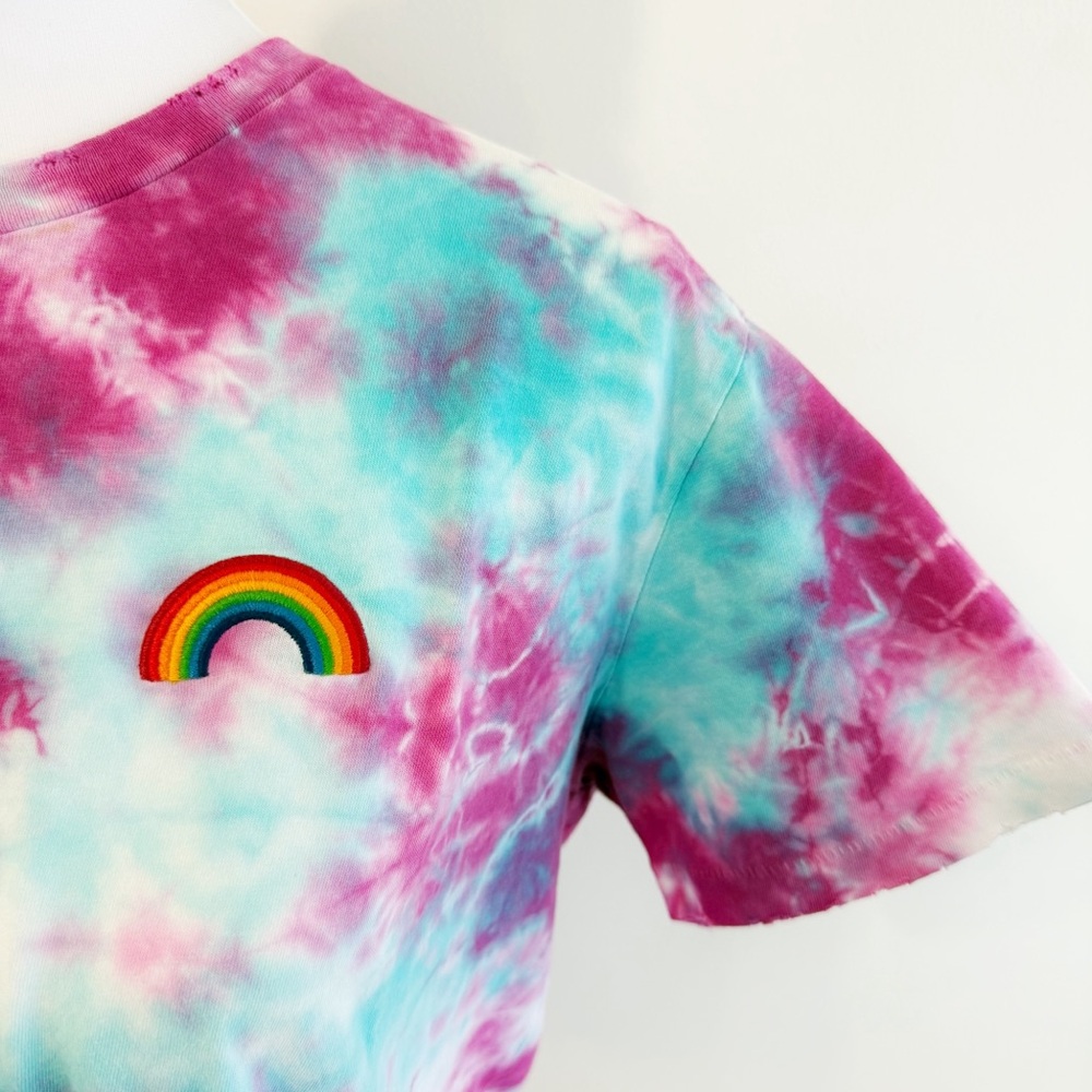 AVIATOR BATION BLUE PINK WHITE TIE DYE RAINBOW TEE SHIRT - Picture 3 of 9
